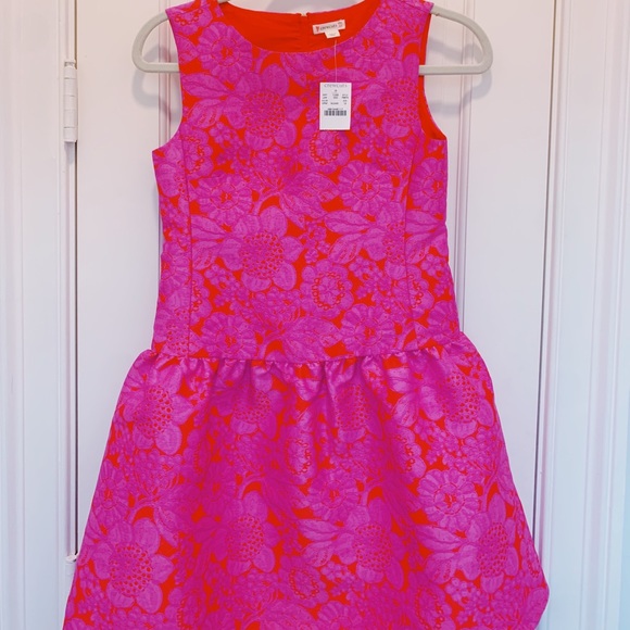 ❣️BNWT❣️GIRLS CREWCUTS/JCREW GIRLS PINK RED DROP WAIST FLORAL FANCY DRESS💕G12 - Picture 1 of 11